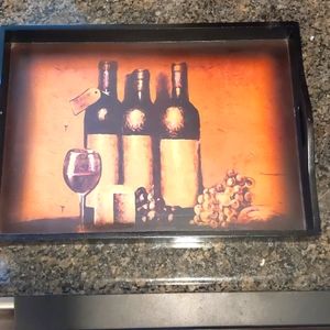 *BOGO* World Market Wooden vintage Serving Tray wine cheese grapes w/  Handles